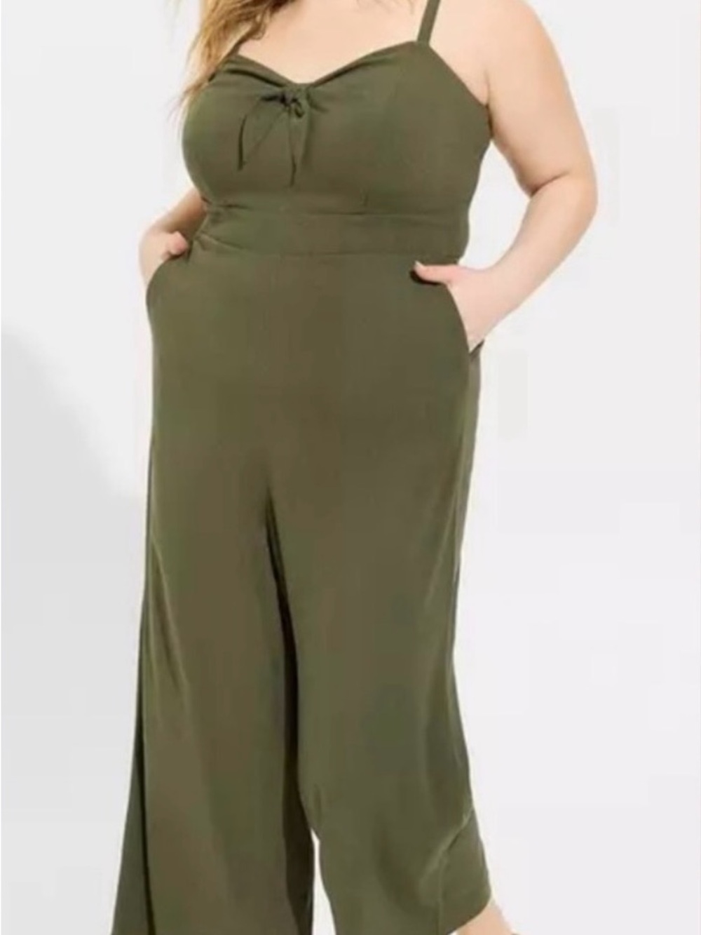 torrid Olive Green Wide-Leg Strappy Jumpsuit